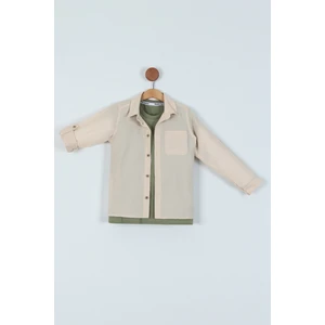 Erkek Çocuk Mevsimlik Boyamalı Pamuklu Cepli Gömlek Tişört 2'li Takım