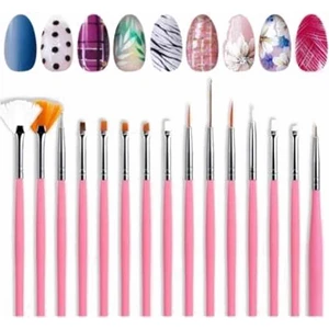 Nail Master 15 Adet Naıl Art Dızayn ve Jel Fırça Seti Pembe