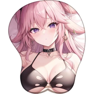Happy World Shopping Genshin Etki 3D Silikon Mousepad Raiden Shogun Yae Miko Kokomi Bilek Desteği Mouse Pad Anime Oyunu Bilek Dinlenme Fare Mat (Yurt Dışından)