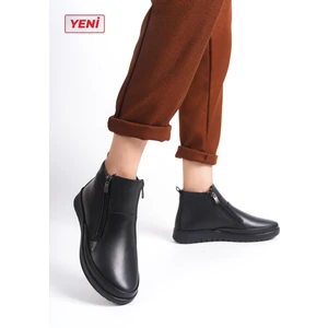 ARTI-ARTI032-2035 ARTI-ARTI032-2035 Hakiki Deri Kadın Ortopedik Topuk Dikeni Fonksiyonlu Çift Fermuarlı Kaymaz Taban Siyah Anne Botu
