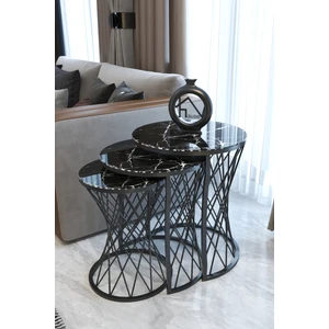 Hasır C Zigon Sehpa Statik Siyah Mermer