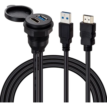 Melek Store  Powermaster PM-12428 Araç Kontrol Paneli USB 3.0 + HDMI Uzatma Kablosu Gömme