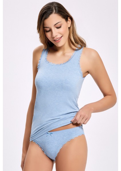 Likra Melajlı Dantelli Kalın Askılı Atlet Takım 2402 (1 Adet)