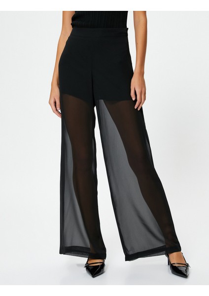 Bol Paça Pantolon Transparan Tül Normal Bel modelleri