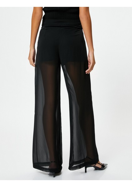 Bol Paça Pantolon Transparan Tül Normal Bel fırsatları