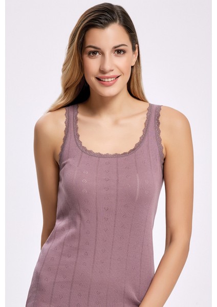 %100 Pamuk Dantelli Jakarlı Kalın Askı Atlet 2024 (3 Adet)