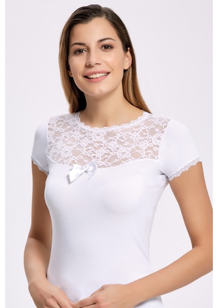 Likra Önü Dantel Yarım Kol 2512