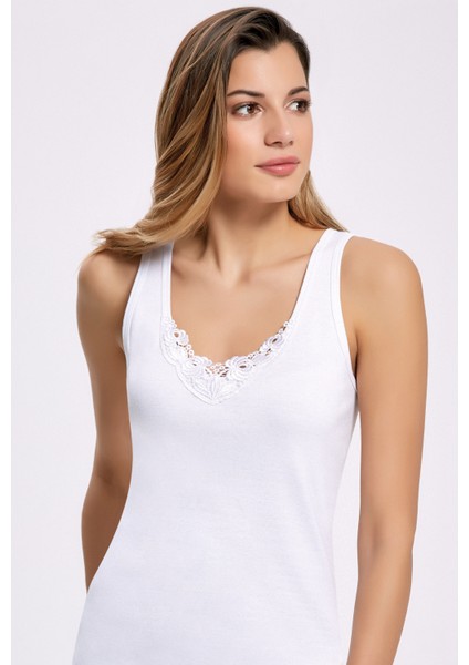 %100 Pamuk Güpürlü Kalın Askı Atlet 2206 (3 Adet)