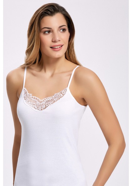 %100 Pamuk Güpürlü İp Askı Atlet 2005 (6 Adet)