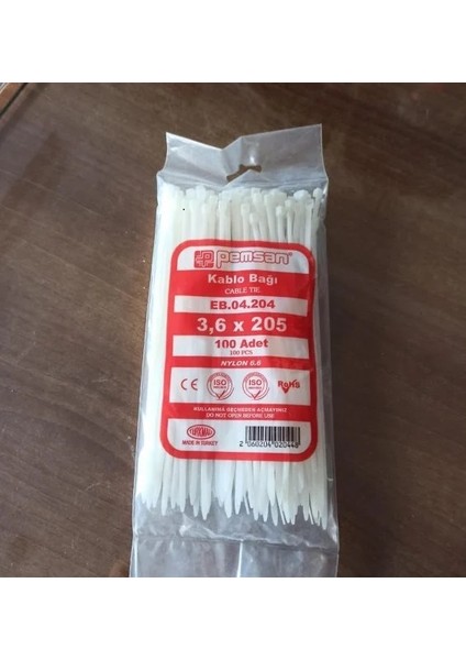 3,6X205 Plastik Cırt Kelepçe Kablo Bağı 100'lu Paket