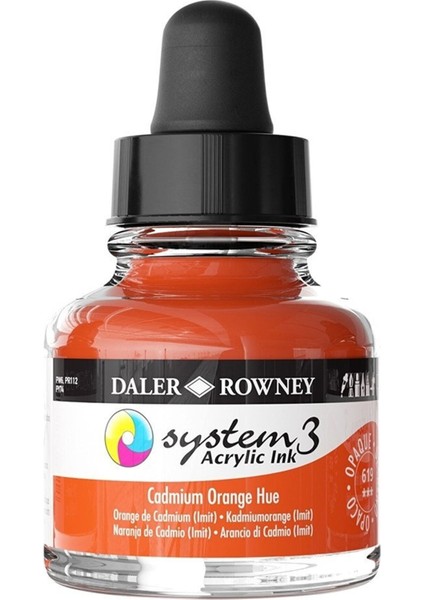 System 3 Sıvı Akrilik Mürekkep Boya 29.5 ml 619 Cadmium Orange Hue