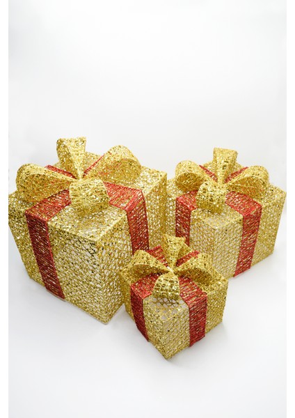Yılbaşı Çam Ağacı Hediye Paketi Orta Boy Gold 22*22*22 CM