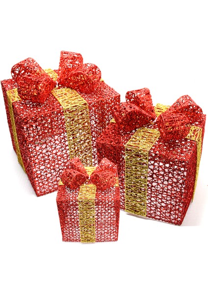 Yılbaşı Çam Ağacı Hediye Paketi Küçük Boy Kırmızı-Altın 16*16*16 CM