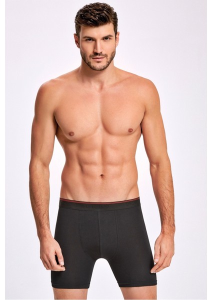Erkek Siyah Renk Extra Uzun Likralıboxer