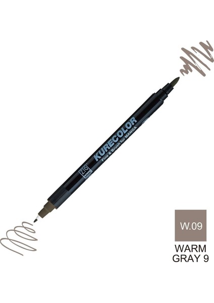 Kurecolor Mangaka Fine&brush Çift Taraflı Kalem CNKC-2200 No W.09 Warm Gray 09