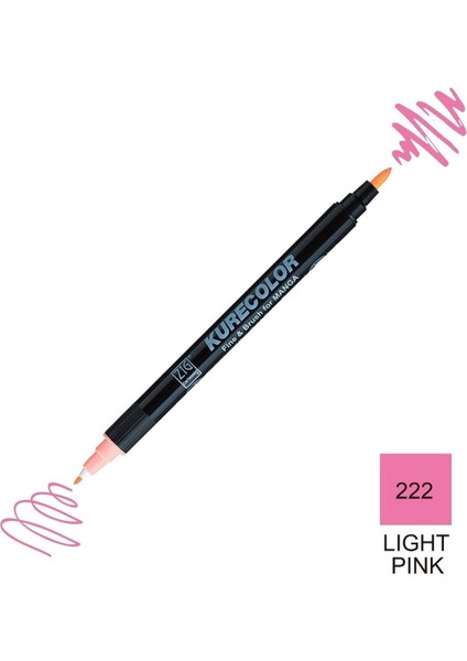 Kurecolor Mangaka Fine&brush Çift Taraflı Kalem CNKC-2200 No 222 Light Pink