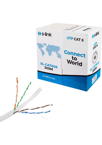 Cat6 Kablo 24AWG 305MT S-Link SL-CAT608