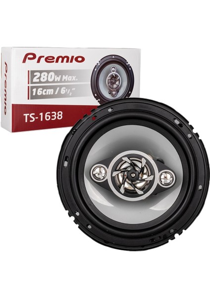 Premıo TS-1638 6'' 16 cm 280 Watt Tweeterlı Kapaklı Oto Hoparlör (2'li Takım)