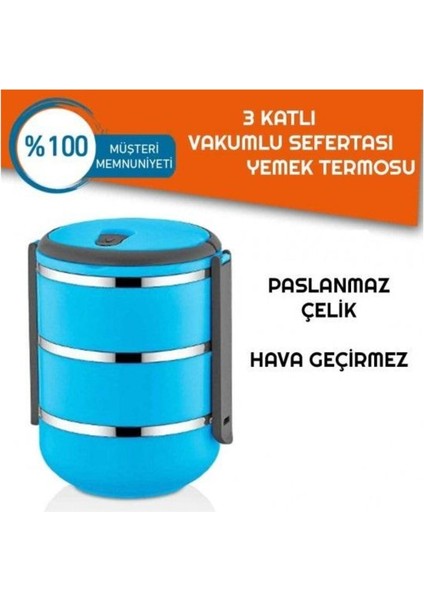 Sefer Tası Yemek Termosu Saklama Kabı Termosu 3 Lü Çelik