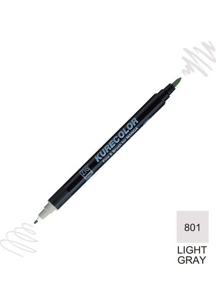 Kurecolor Mangaka Fine&brush Çift Taraflı Kalem CNKC-2200 No 801 Light Gray
