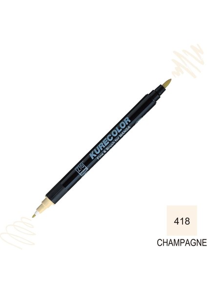 Kurecolor Mangaka Fine&brush Çift Taraflı Kalem CNKC-2200 No 418 Champagne