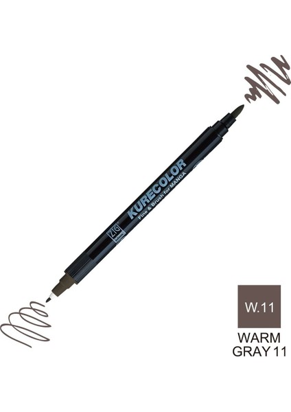 Kurecolor Mangaka Fine&brush Çift Taraflı Kalem CNKC-2200 No W.11 Warm Gray 11
