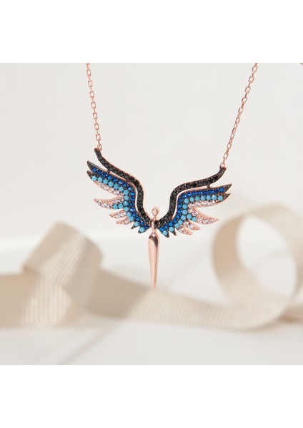 925 Ayar Nano Taşlı Mikail Meleği Gümüş Kolye