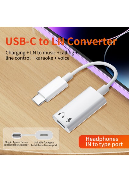 NR41 iPhone Çevirici Type-C To Lightning Adaptör Kulaklık Ses Dönüştürücüsü