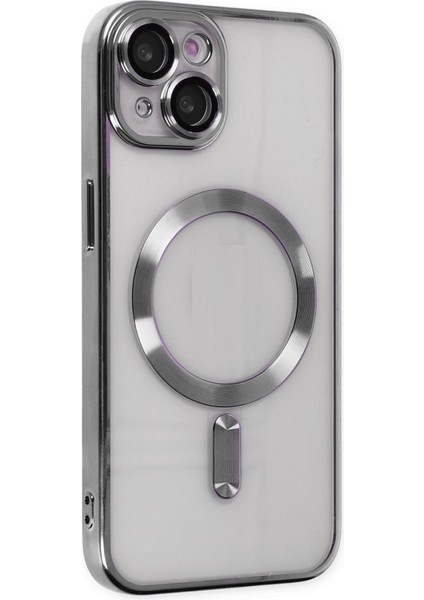 Apple iPhone 15 Plus Kılıf Magsafe Kamera Lensli Korumalı Şeffaf Silikon Kapak