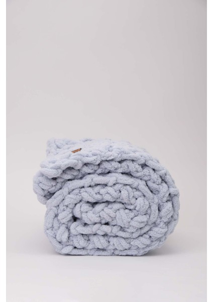 Puffy Battaniye Panduf 2’li SET 100x100cm Gri Mavi Erkek Yenidoğan Baby Shower Hediye Alize OEKO TEX Sertifika