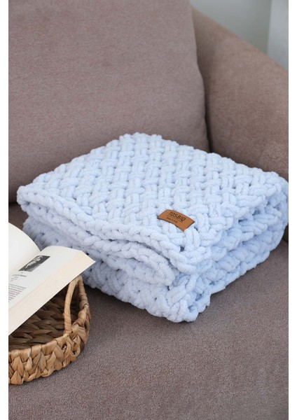 Puffy Battaniye Panduf 2’li SET 100x100cm Gri Mavi Erkek Yenidoğan Baby Shower Hediye Alize OEKO TEX Sertifika