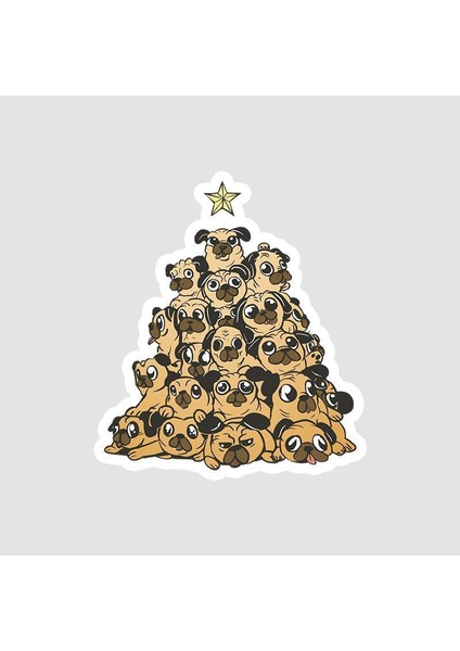Köpeklerden Oluşan Yılbaşı Ağacı Stickerı