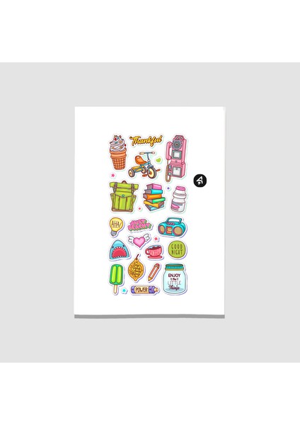 Retro Esintiler Temalı Yetişkin Sticker Seti