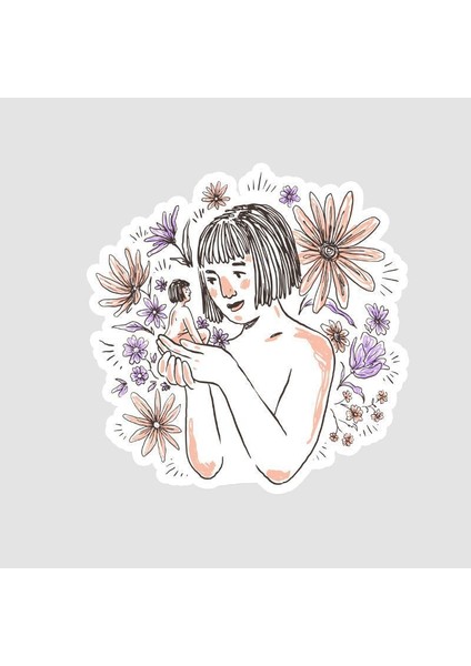 Flower Woman Tasarımlı Laptop Sticker
