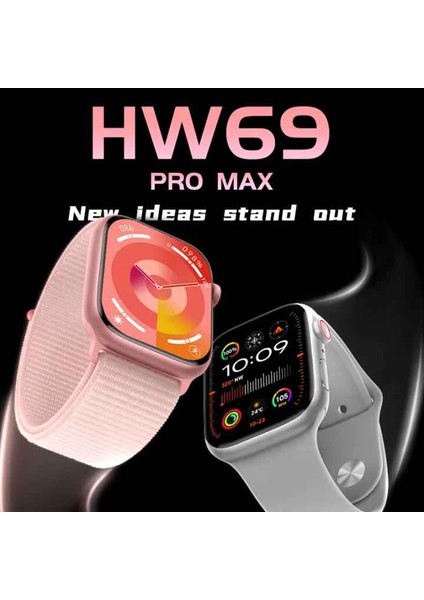 HW69 Pro Max 45MM Amoled Ekran Çift Dokunuş/dinamik Ada/1gb Hafıza Özellikli Watch 9 Akıllı Saat