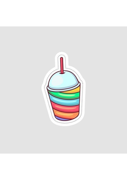 Renkli Milkshake Tasarımlı Sticker