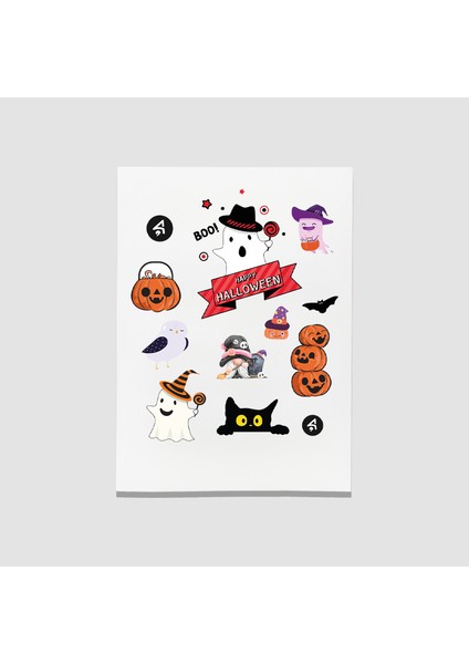 Halloween Sevimli Hayaletler Tasarımlı Çocuk Sticker Seti