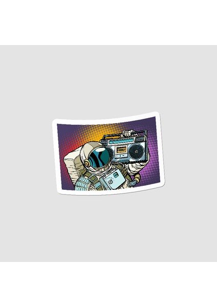 Müziksever Astronot Tasarımlı Laptop Sticker