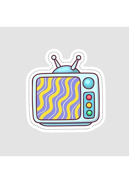 Retro Renkli Televizyon Tasarımlı Sticker