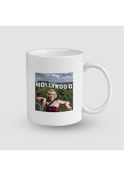 Hollywood Marilyn Monroe Tasarımlı Beyaz Porselen Kupa Bardak