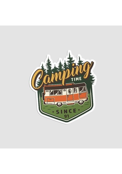 Camping Tasarımlı Laptop Sticker