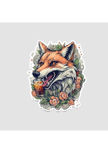 Fo x And Beer Tasarımlı Sticker