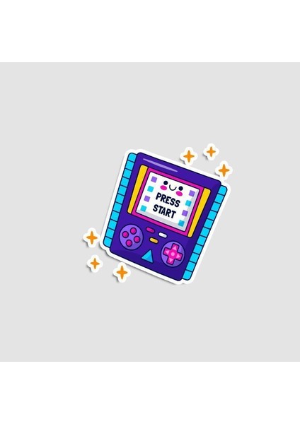 Press Start Retro Oyun Laptop Stickerı