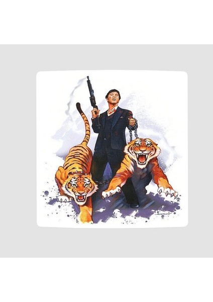 Scarface Al Pacino ve Kaplanları Tasarımlı Sticker