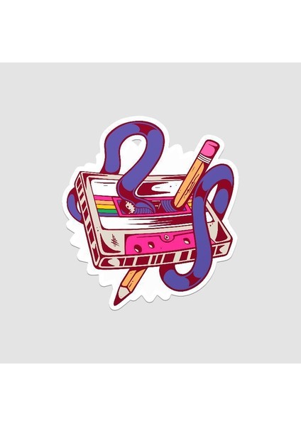 Kaset ve Kalem Ilişkisini Anlayan Oldlar Için Sticker