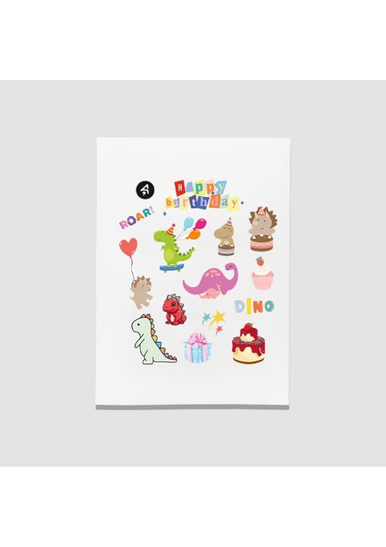 Happy Birthday Dinazor Çocuk Sticker Seti