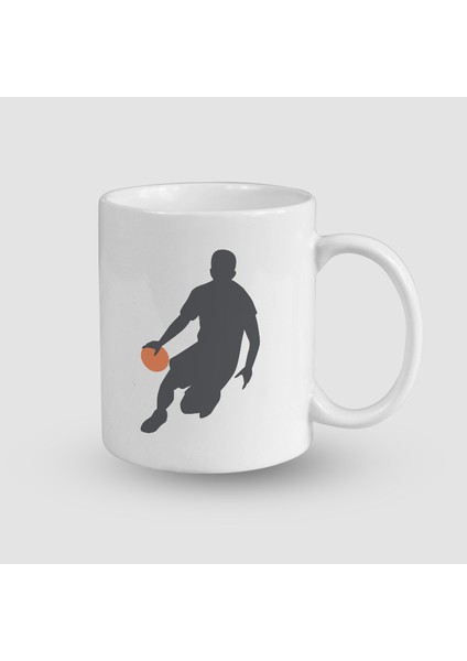 Smaç Basan Basketbolcu Tasarımlı Beyaz Porselen Kupa Bardak