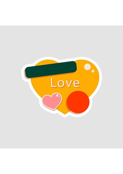 Love Yazılı Kalp Sticker