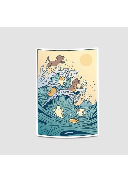 Denizdeki Köpekler Tasarımlı Sticker
