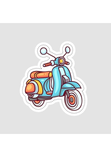 Renkli Motosiklet Tasarımlı Sticker